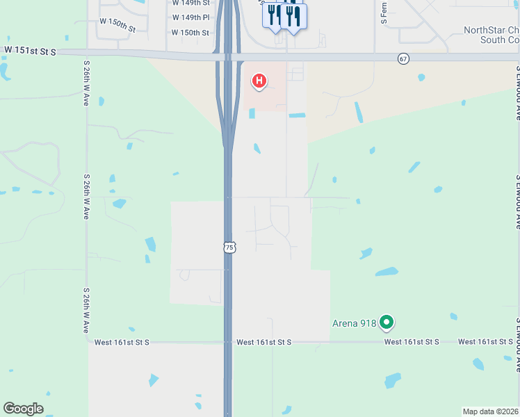 map of restaurants, bars, coffee shops, grocery stores, and more near 15604 South Broadway Street in Glenpool