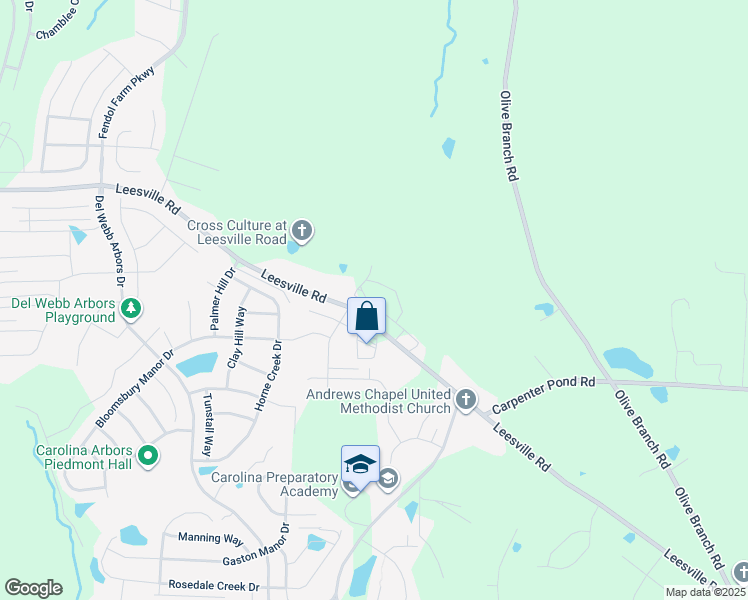 map of restaurants, bars, coffee shops, grocery stores, and more near 6403 Leesville Road in Durham