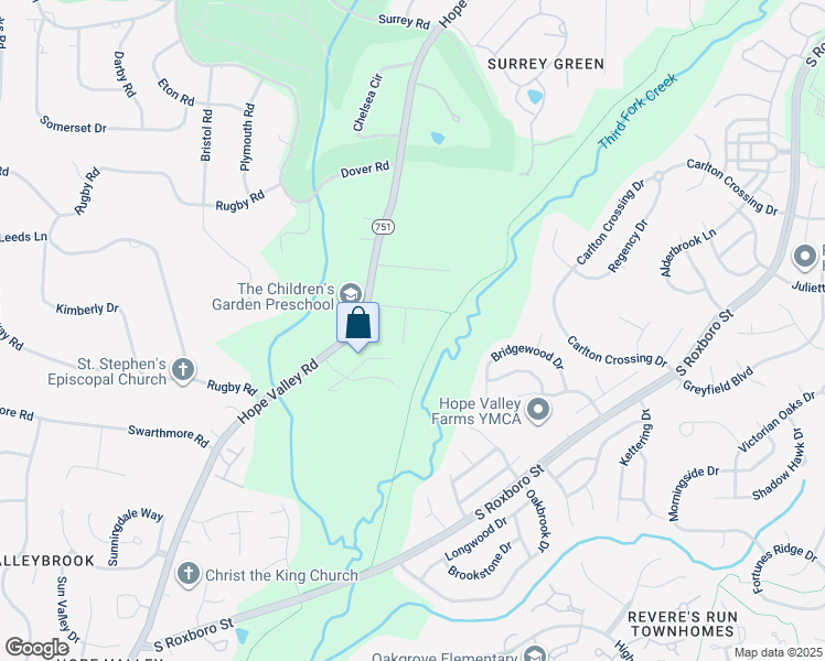 map of restaurants, bars, coffee shops, grocery stores, and more near 4009 Tanager Trail in Durham