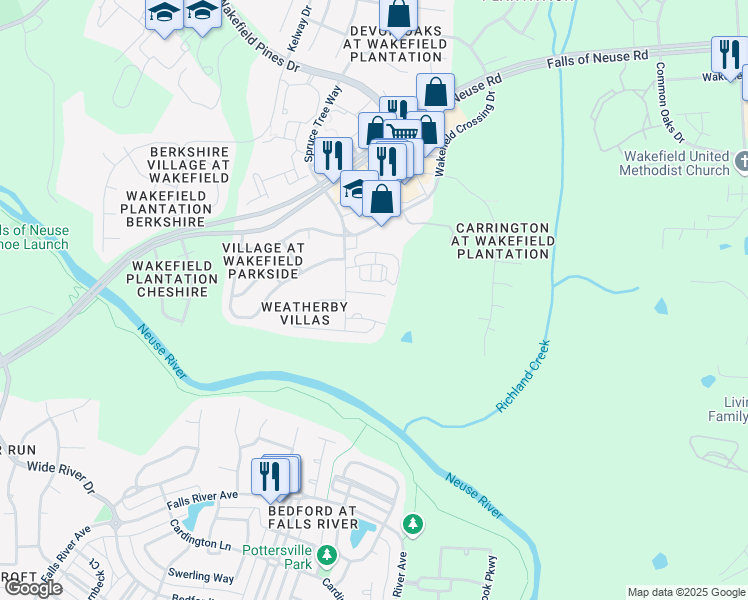 map of restaurants, bars, coffee shops, grocery stores, and more near 2618 Vega Court in Raleigh