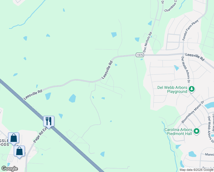 map of restaurants, bars, coffee shops, grocery stores, and more near 5116 Leesville Road in Durham