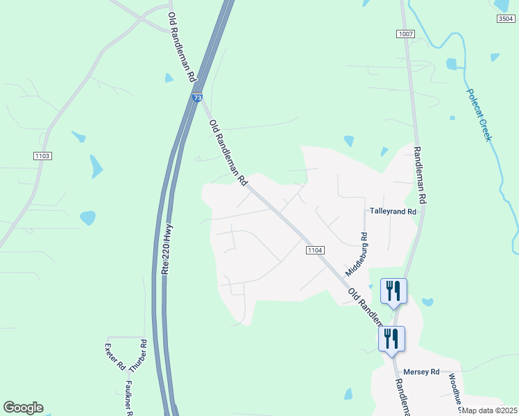 map of restaurants, bars, coffee shops, grocery stores, and more near 5872 Old Randleman Road in Greensboro
