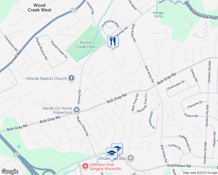 map of restaurants, bars, coffee shops, grocery stores, and more near 1315 Graycreek Lane in Knoxville