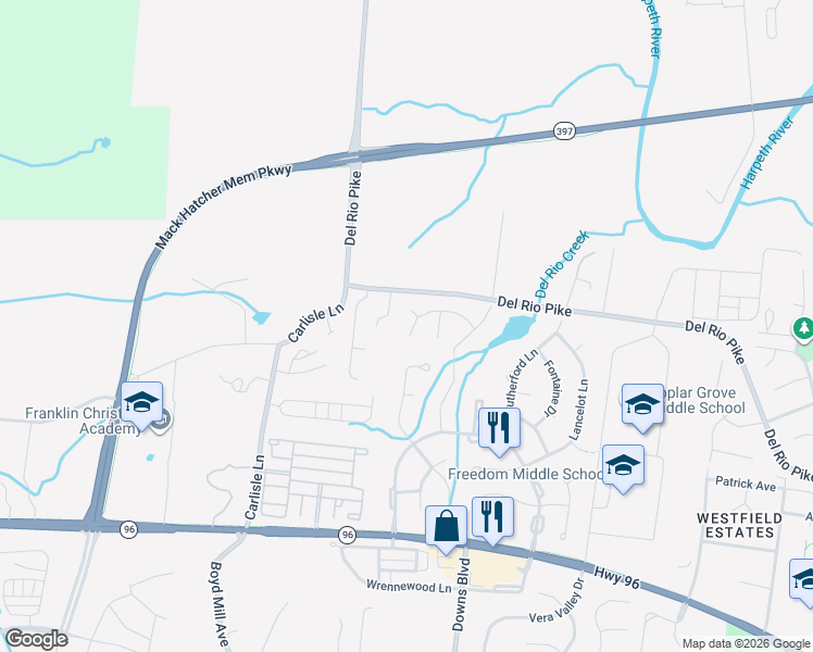 map of restaurants, bars, coffee shops, grocery stores, and more near 524 Antebellum Court in Franklin