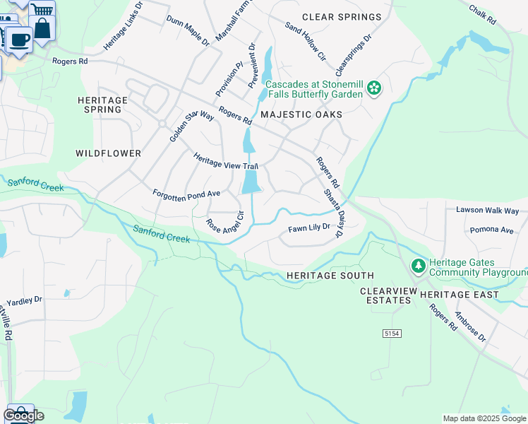 map of restaurants, bars, coffee shops, grocery stores, and more near 4104 Alpine Clover Drive in Wake Forest