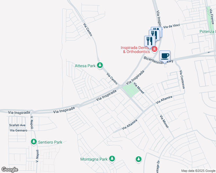 map of restaurants, bars, coffee shops, grocery stores, and more near 2476 Piacenza Place in Henderson
