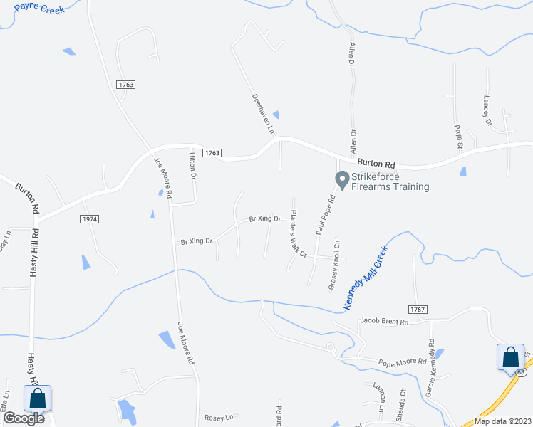 map of restaurants, bars, coffee shops, grocery stores, and more near 3671 Hayfield Court in Thomasville