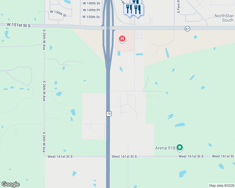 map of restaurants, bars, coffee shops, grocery stores, and more near 15604 South Broadway Street in Glenpool