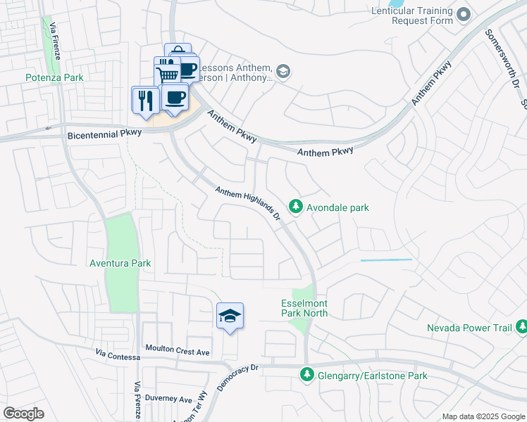 map of restaurants, bars, coffee shops, grocery stores, and more near 2464 Sturrock Drive in Henderson