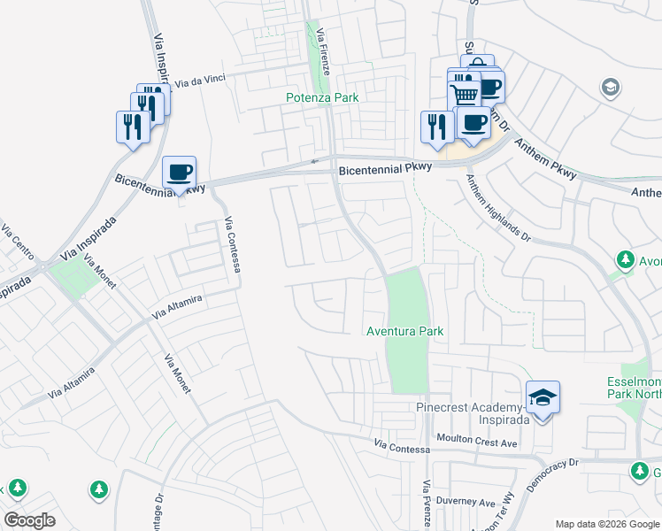 map of restaurants, bars, coffee shops, grocery stores, and more near 3117 Sarsina Avenue in Henderson