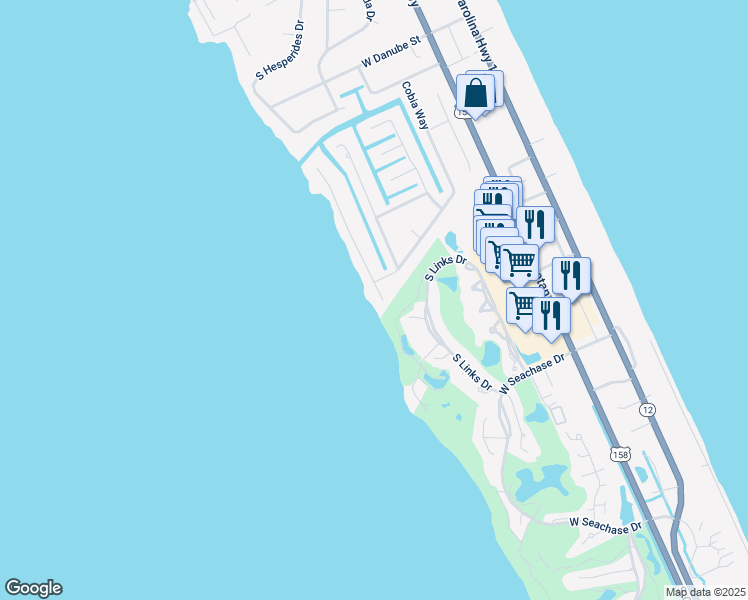 map of restaurants, bars, coffee shops, grocery stores, and more near 4736 South Roanoke Way in Nags Head