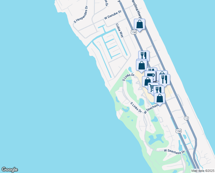 map of restaurants, bars, coffee shops, grocery stores, and more near 4736 South Roanoke Way in Nags Head