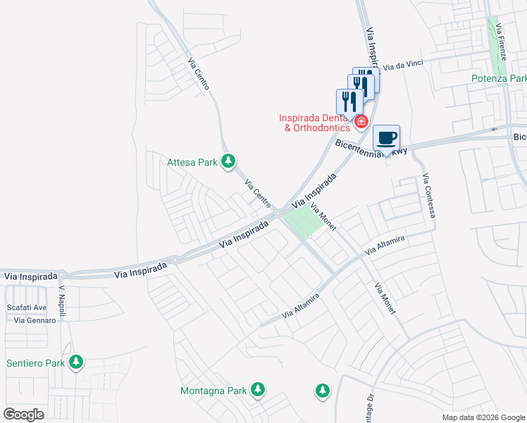 map of restaurants, bars, coffee shops, grocery stores, and more near 3425 Oristano Lane in Henderson