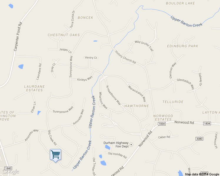 map of restaurants, bars, coffee shops, grocery stores, and more near 5628 North Hawthorne Way in Raleigh