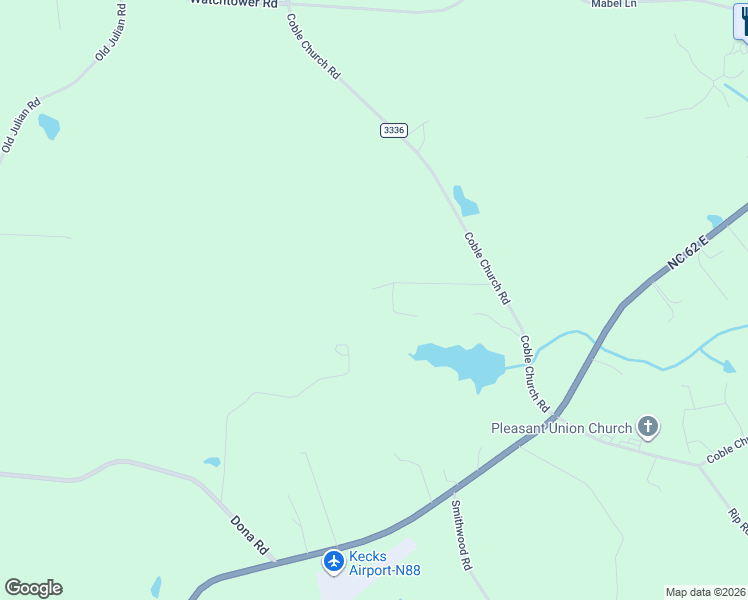 map of restaurants, bars, coffee shops, grocery stores, and more near 5846 Coble Church Road in Liberty