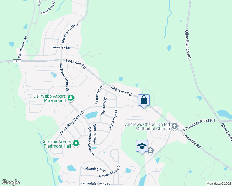 map of restaurants, bars, coffee shops, grocery stores, and more near 1718 Horne Creek Drive in Durham