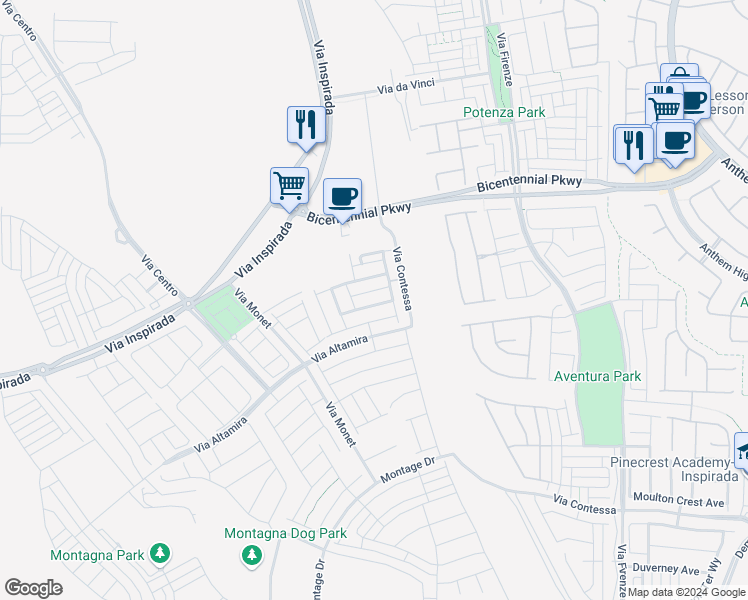 map of restaurants, bars, coffee shops, grocery stores, and more near 220 Vittoria Avenue in Henderson