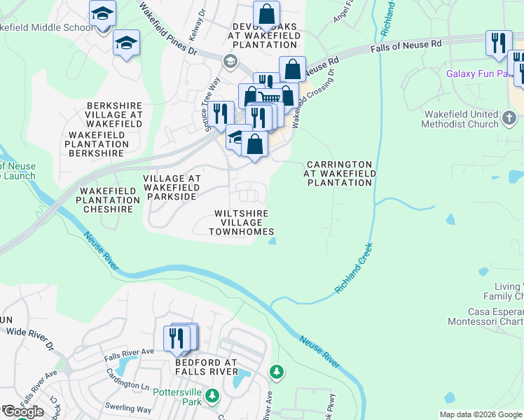 map of restaurants, bars, coffee shops, grocery stores, and more near 2651 Vega Court in Raleigh