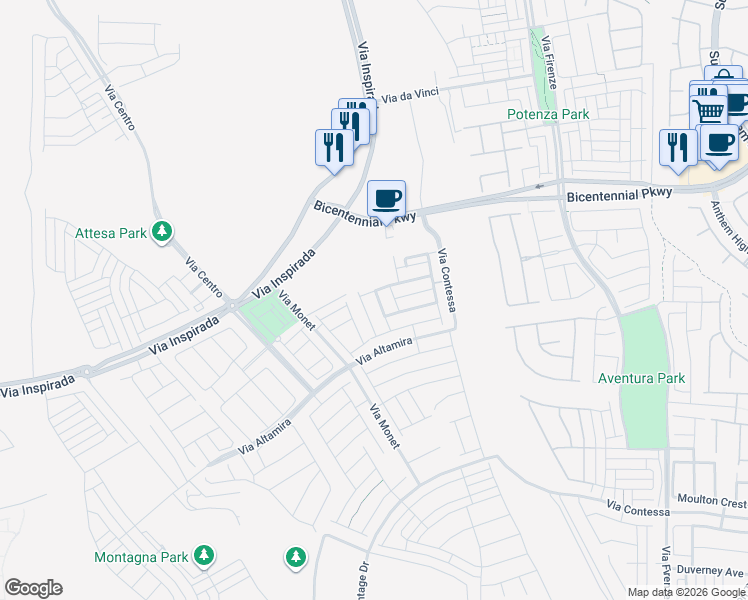 map of restaurants, bars, coffee shops, grocery stores, and more near 97 Spergola Street in Henderson