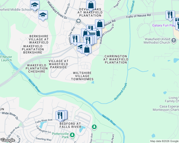 map of restaurants, bars, coffee shops, grocery stores, and more near 2651 Vega Court in Raleigh