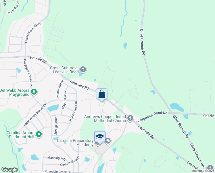 map of restaurants, bars, coffee shops, grocery stores, and more near 6403 Leesville Road in Durham
