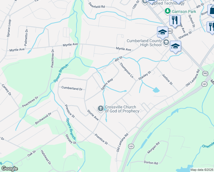 map of restaurants, bars, coffee shops, grocery stores, and more near 251 Spiers Way in Crossville