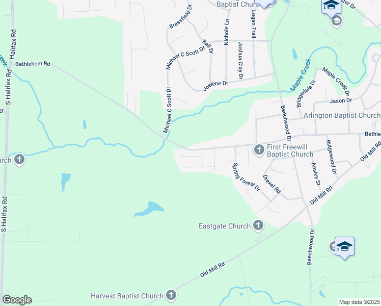 map of restaurants, bars, coffee shops, grocery stores, and more near 140 Beth Eden Court in Rocky Mount