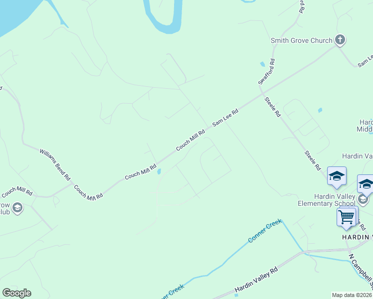 map of restaurants, bars, coffee shops, grocery stores, and more near 12100-12176 Couch Mill Road in Knoxville