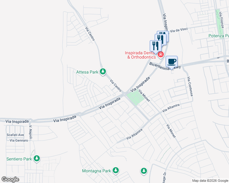 map of restaurants, bars, coffee shops, grocery stores, and more near 3434 Oristano Lane in Henderson