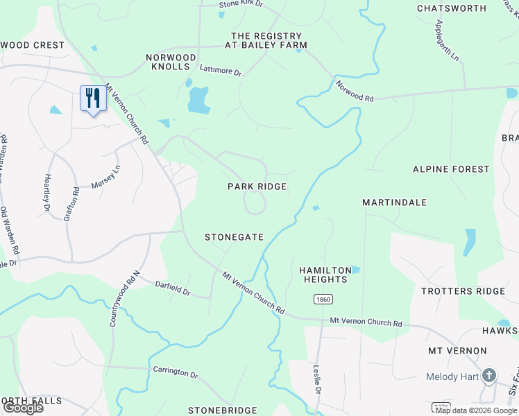 map of restaurants, bars, coffee shops, grocery stores, and more near 1225 Hillingdon Way in Raleigh