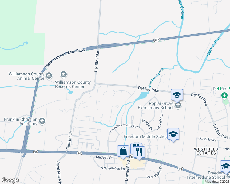 map of restaurants, bars, coffee shops, grocery stores, and more near 524 Antebellum Court in Franklin