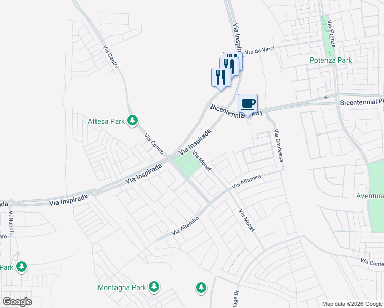 map of restaurants, bars, coffee shops, grocery stores, and more near 2484 Indigo Mountain Street in Henderson