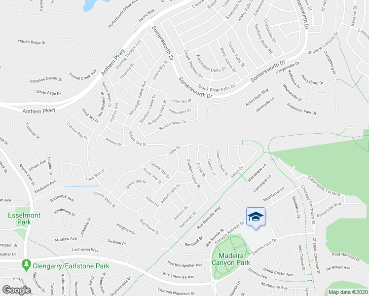 map of restaurants, bars, coffee shops, grocery stores, and more near 2407 Jada Drive in Henderson