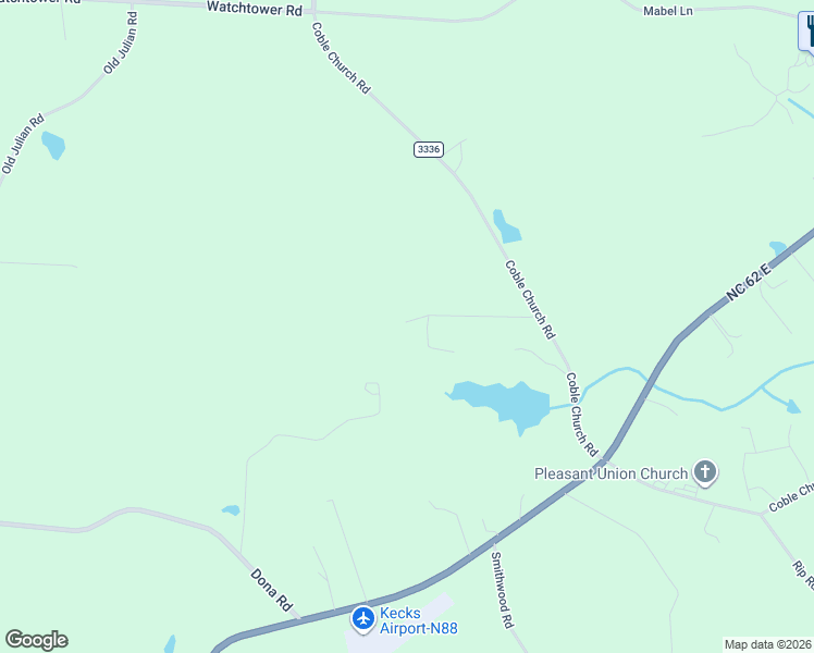 map of restaurants, bars, coffee shops, grocery stores, and more near 5846 Coble Church Road in Liberty