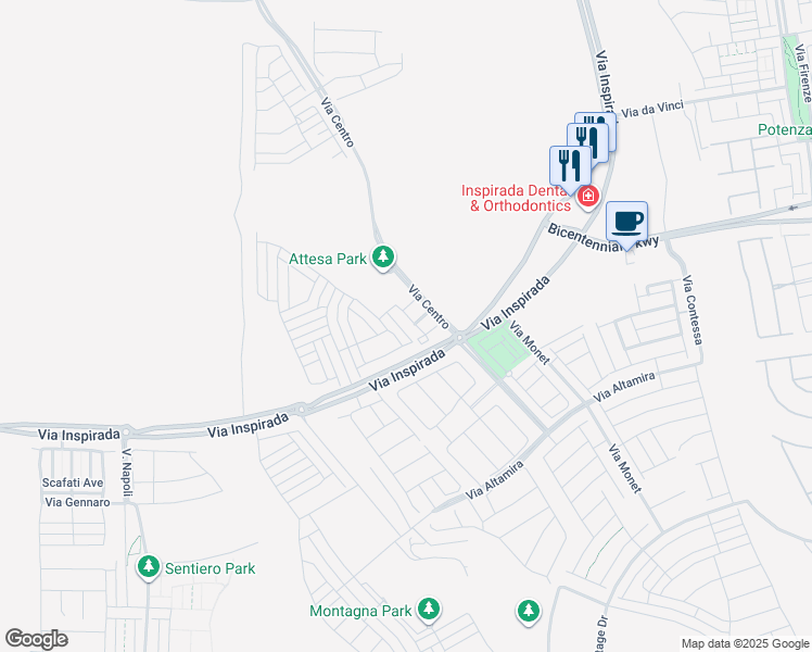 map of restaurants, bars, coffee shops, grocery stores, and more near 2501 Rofrano Place in Henderson