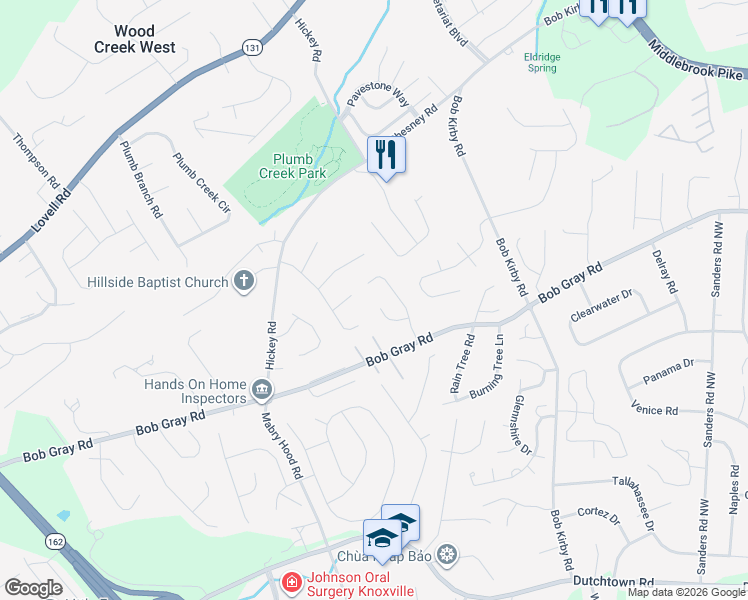 map of restaurants, bars, coffee shops, grocery stores, and more near 1315 Graycreek Lane in Knoxville