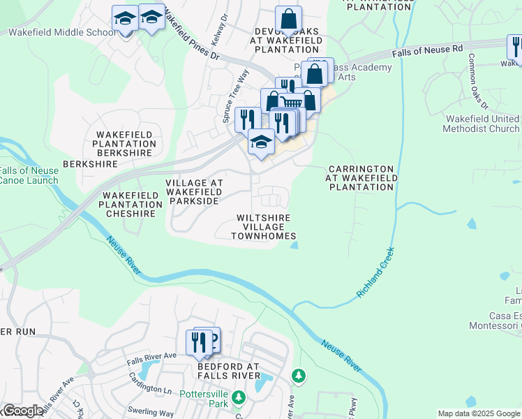 map of restaurants, bars, coffee shops, grocery stores, and more near 2615 Vega Court in Raleigh