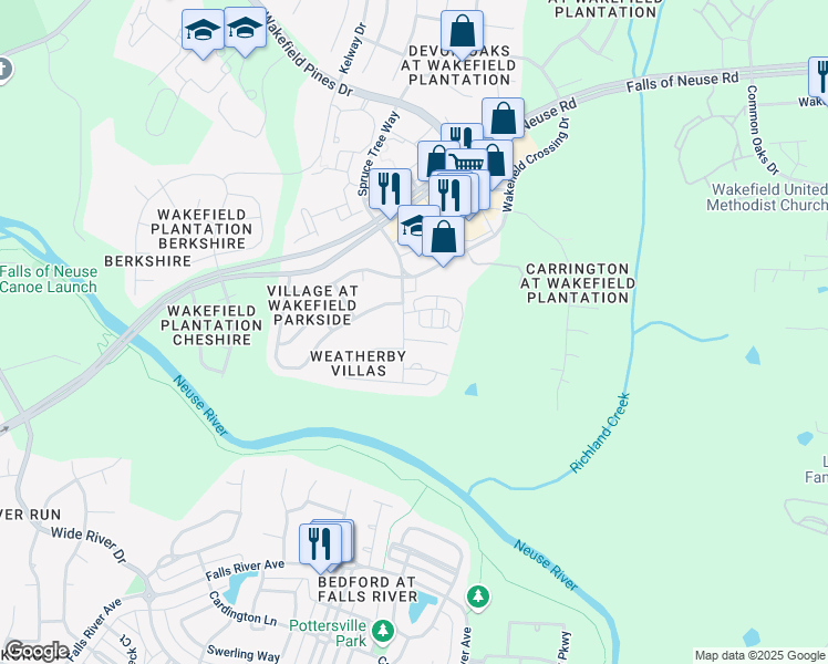 map of restaurants, bars, coffee shops, grocery stores, and more near 2611 Vega Court in Raleigh