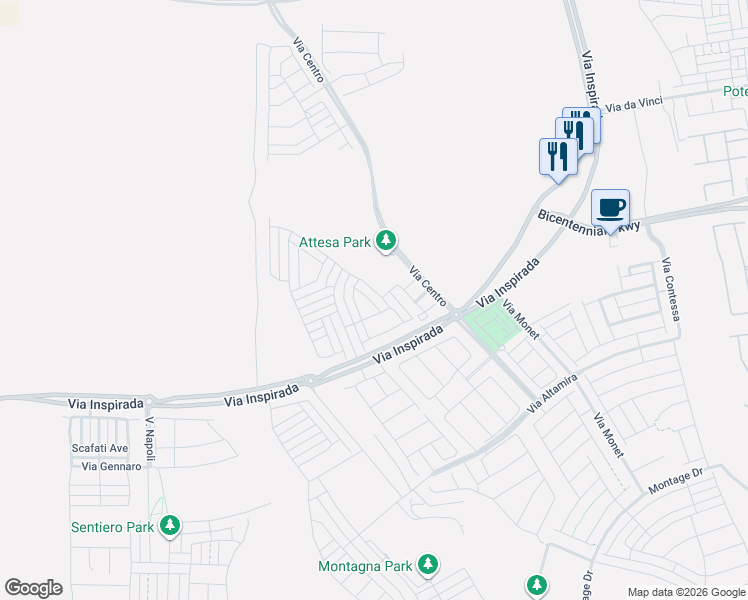map of restaurants, bars, coffee shops, grocery stores, and more near 2491 Piacenza Place in Henderson