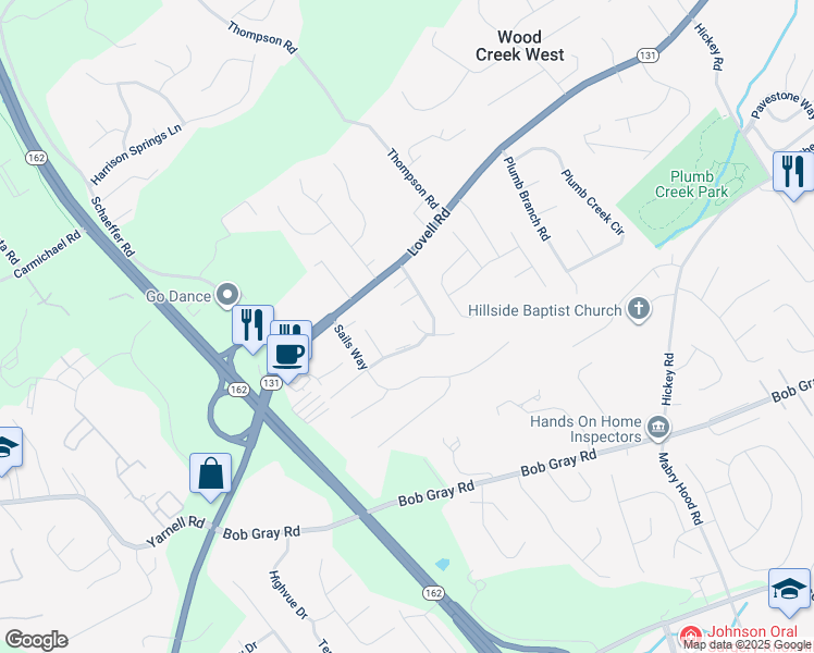 map of restaurants, bars, coffee shops, grocery stores, and more near 1700 Del Monte Way in Knoxville