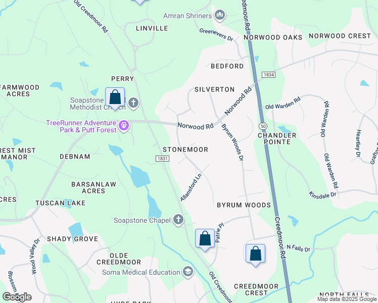 map of restaurants, bars, coffee shops, grocery stores, and more near 2913 Spaldwick Court in Raleigh