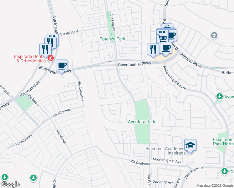 map of restaurants, bars, coffee shops, grocery stores, and more near 3117 Sarsina Avenue in Henderson