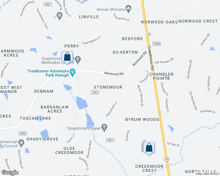 map of restaurants, bars, coffee shops, grocery stores, and more near 2913 Spaldwick Court in Raleigh