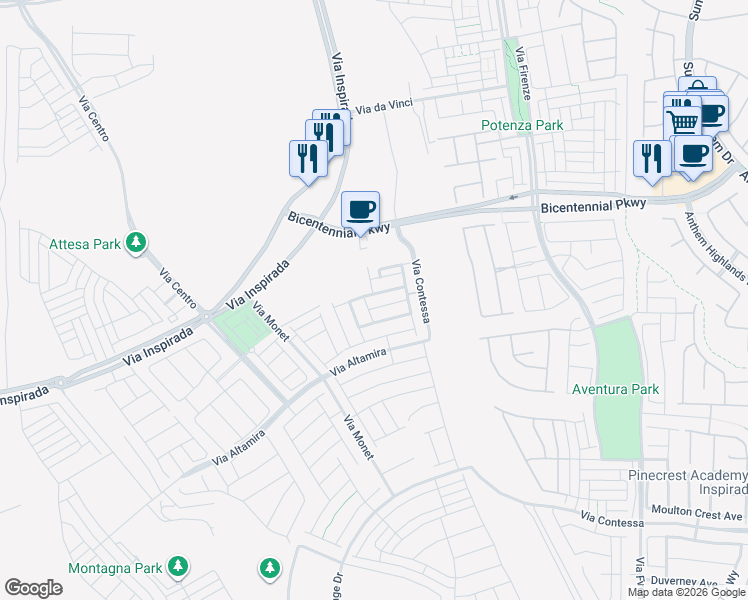 map of restaurants, bars, coffee shops, grocery stores, and more near 3219 Timorasso Avenue in Henderson