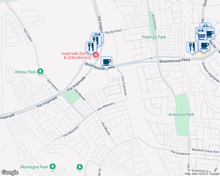 map of restaurants, bars, coffee shops, grocery stores, and more near 3219 Timorasso Avenue in Henderson