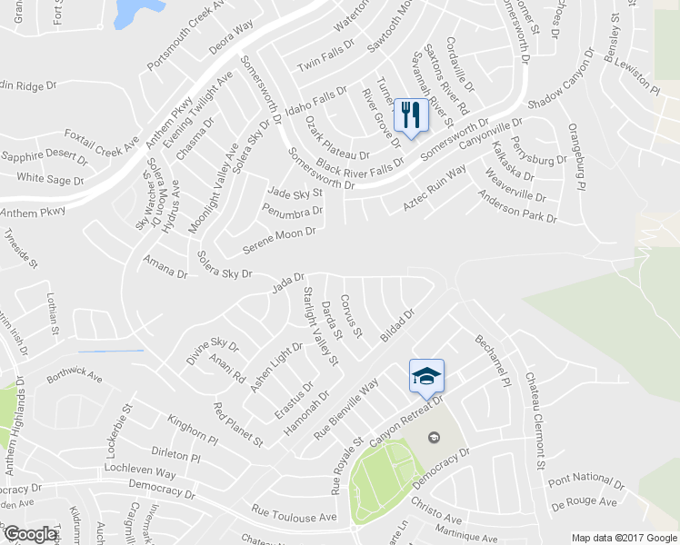 map of restaurants, bars, coffee shops, grocery stores, and more near 2362 Jada Drive in Henderson