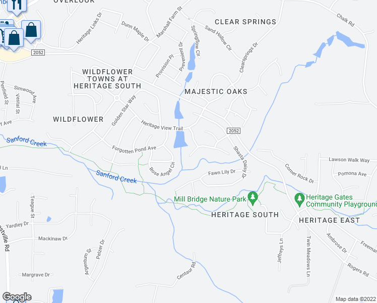 map of restaurants, bars, coffee shops, grocery stores, and more near 4104 Alpine Clover Drive in Wake Forest