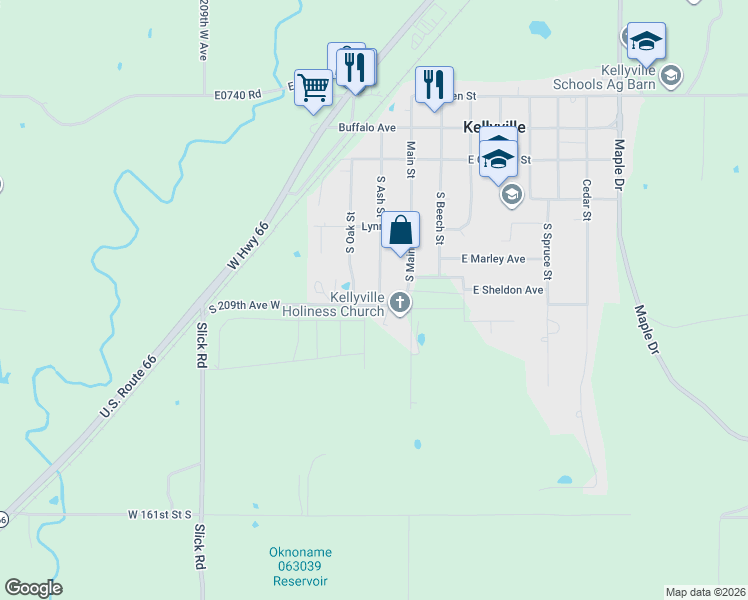 map of restaurants, bars, coffee shops, grocery stores, and more near 104 West Ruth Avenue in Kellyville