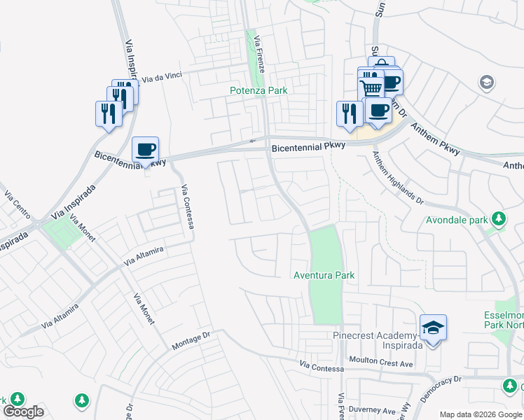 map of restaurants, bars, coffee shops, grocery stores, and more near 3117 Sarsina Avenue in Henderson