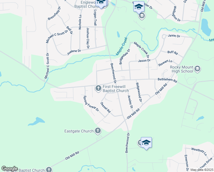 map of restaurants, bars, coffee shops, grocery stores, and more near 1815 Bethlehem Road in Rocky Mount
